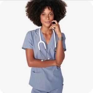 Figs Heather Indigo Casma scrub top Medium